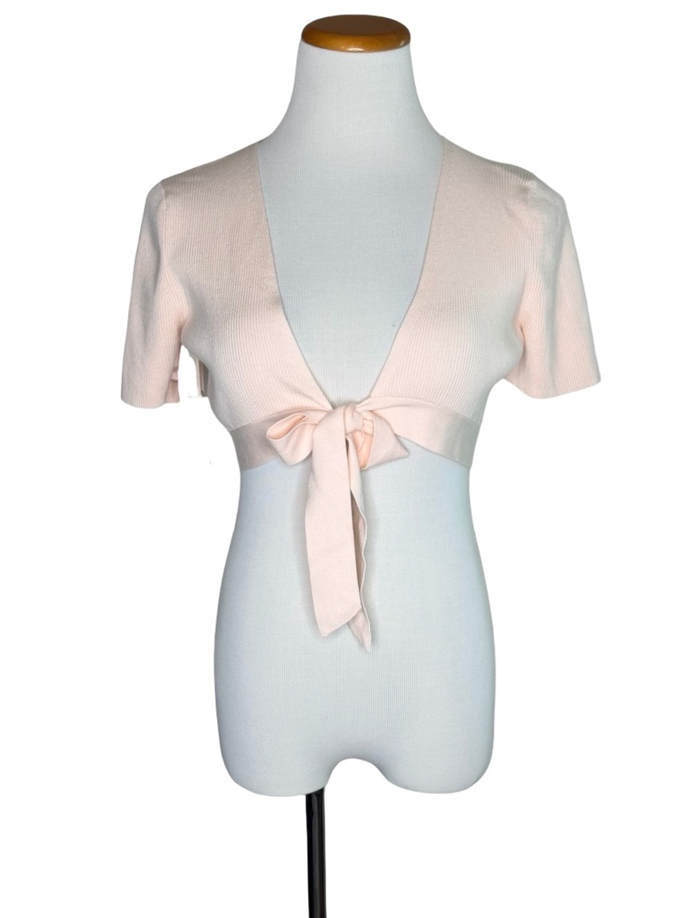 Aritzia Wilfred Elouan Tie Front Ballet Top Size Large NWT Camille Pink Cropped